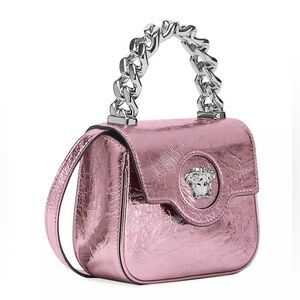 Versace La Medusa pink metallic leather mini bag